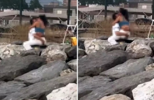 Yat limanında rezalet! Kayaların üzerinde kimseye aldırış etmeden...