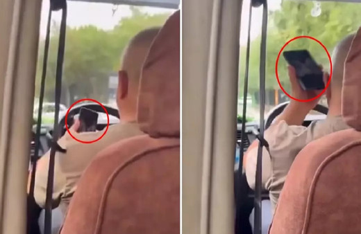 Minibüs şoförü kimseye aldırış etmeden cinsel içerikli film izledi...