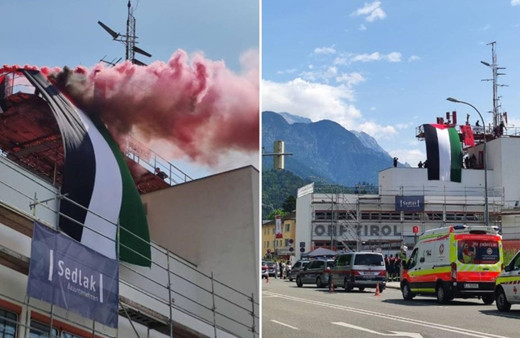 Viyana'da Filistin destekçileri, Gazze'ye dair tarafsız yayın için kamu yayıncı kuruluşunun merkezine girdi