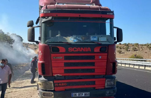 Adana'da korku dolu anlar! Büyükbaş hayvan yüklü tırda yangın çıktı