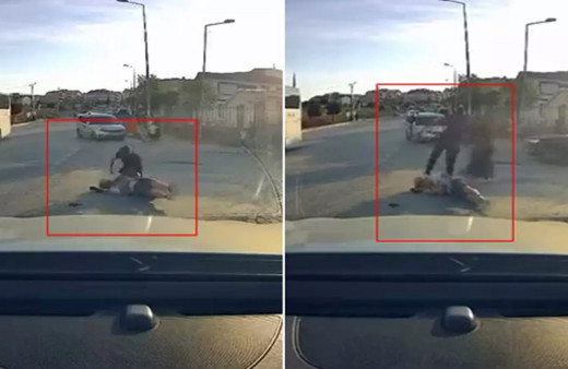 Eşini taciz eden adamı sokak ortasında tekme tokat dövdü!