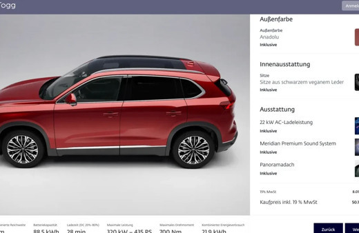 TOGG'un çift motorlu T10X ve T10F modelleri Almanya'da satışta