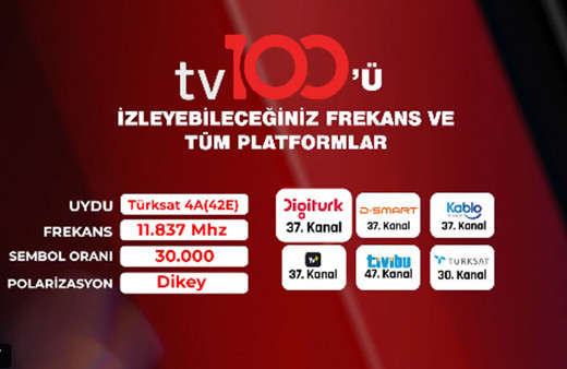 tv100'ü bu platformlar ve frekanstan izleyebilirsiniz