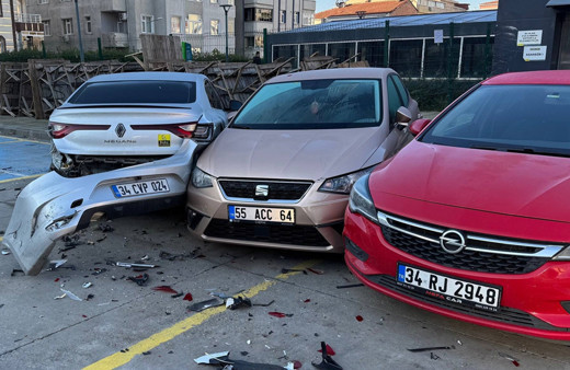 Otoparkta 8 araca çarptı duramadı 5 metre yüksekten uçtu