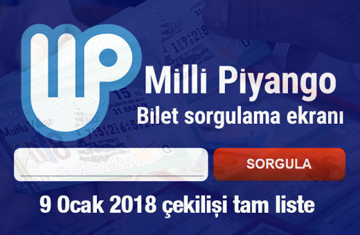 Milli Piyango tam liste 9 Ocak 2018 çekilişi sorgulama