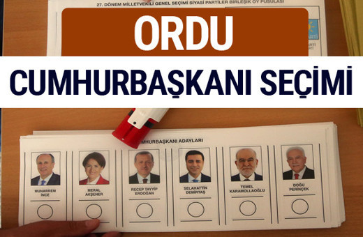 Ordu Cumhurbaşkanları oy oranları YSK Sandık sonuçları 