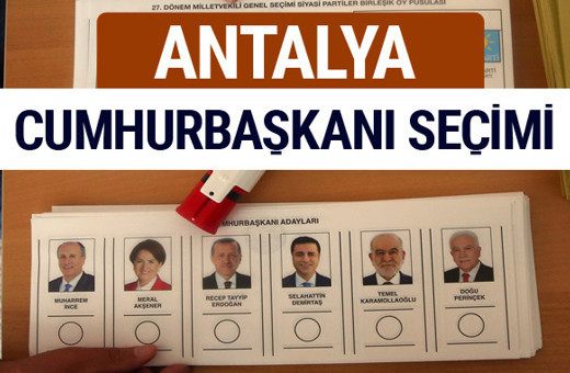 Antalya Cumhurbaşkanları oy oranları YSK Sandık sonuçları 