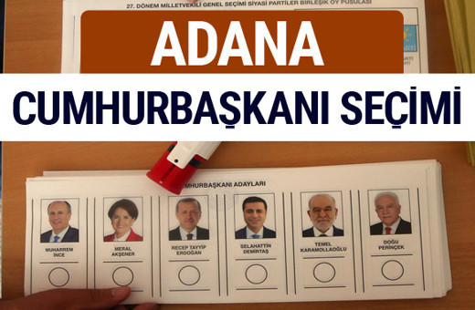 Adana Cumhurbaşkanları oy oranları YSK Sandık sonuçları 