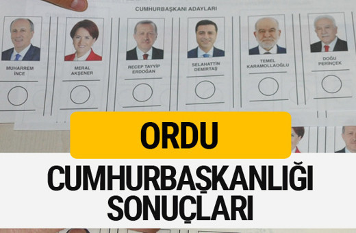 Ordu Cumhurbaşkanlığı seçim sonucu 2018 Ordu sonuçları