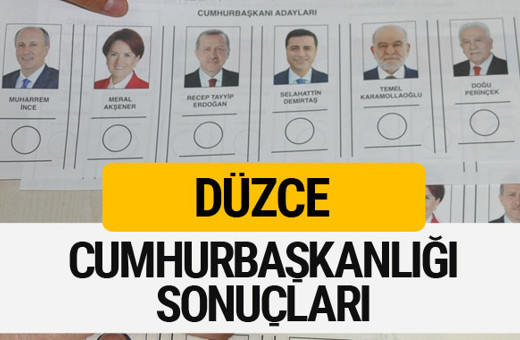 Düzce Cumhurbaşkanlığı seçim sonucu 2018 Düzce sonuçları