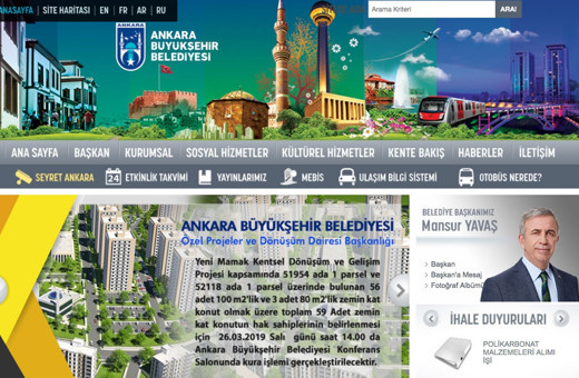 Ankara'da devir teslim sonrası belediyenin sitesi de değişti