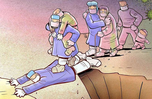İranlı sanatçı doktorların Coronavirüs ile savaşını böyle resmetti!