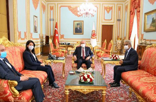 HDP'li Pervin Buldan ve Mithat Sancar'dan TBMM Başkanı Mustafa Şentop'a ziyaret