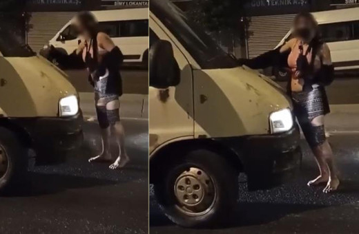 İstanbul'da uyuşturucu bağımlısı kadın yola atlayıp sürücülere zor anlar yaşattı