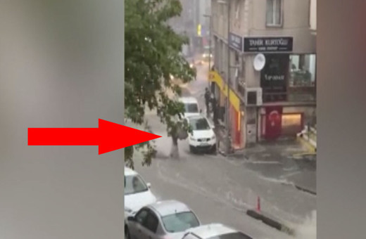 Şişli'de bir kadın sel sularına kapıldı! Dehşete düşüren anlar