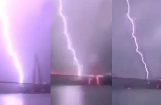 İstanbul'da Yavuz Sultan Selim Köprüsü'nü yıldırım düştü. İşte o anlar...