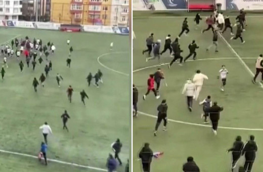 Utandıran görüntüler! U14 maçında 13 yaşındaki futbolculara saldırdılar!