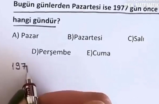 Bugün günlerden pazartesi ise 1977 gün önce hangi gündür?