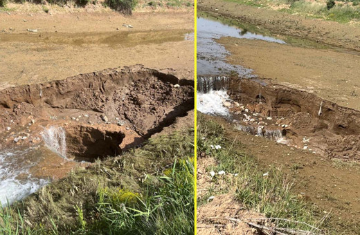 Konya'da 15 metrelik obruk oluştu