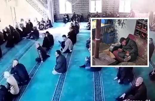 Rize'de deprem anı güvenlik kameralarına böyle yansıdı: Camide büyük panik