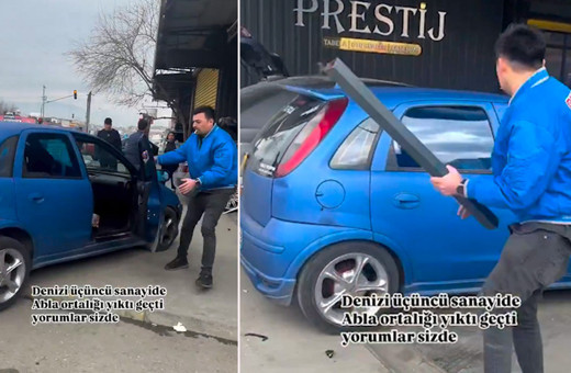 Öfkeli kadın sürücü ortalığı birbirine kattı! Denizli'de sanayide yaşananlar kamerada