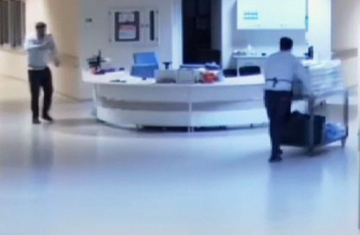 Yemekhane görevlisi hızır gibi yetişti, hasta yakını ölümden döndü: O anlar kamerada