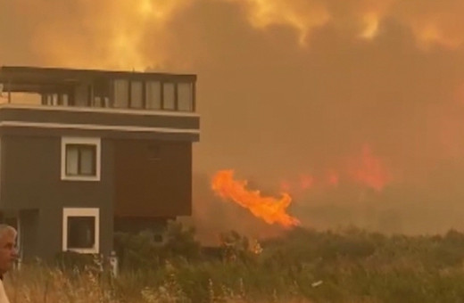 İzmir'de çıkan orman yangını, yerleşim birimlerine sıçradı