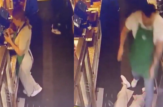 Kahve devinde çalışan kızın görüntüleri olay oldu! İş yaparken küt diye gitti