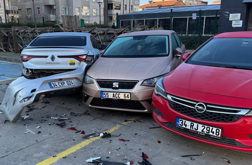 Otoparkta 8 araca çarptı duramadı 5 metre yüksekten uçtu