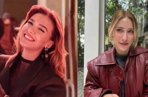 Hazal Kaya ve Melisa Döngel usta oyuncunun yanında poz vermek için savaştı