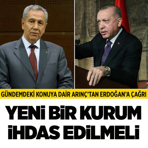 Bülent Arınç'tan Cumhurbaşkanı Erdoğan'a çağrı: Yeni bir kurum ihdas edilmelidir