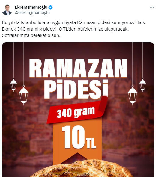 İstanbul Halk Ekmek'te ramazan pidesinin fiyatı belli oldu! Ekrem İmamoğlu duyurdu - Resim: 0