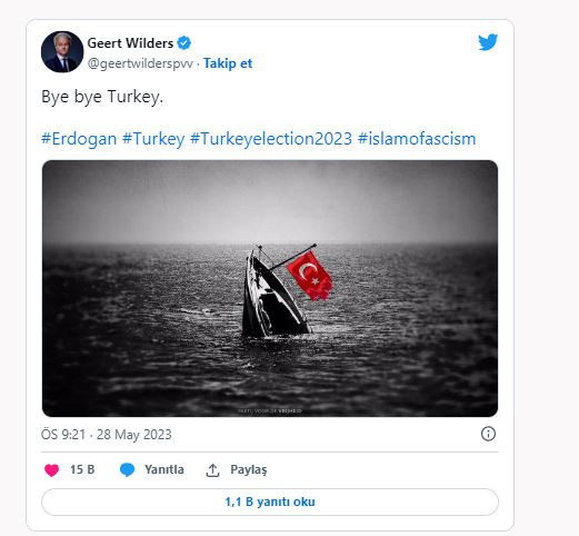 Hollanda'da Erdoğan'a oy veren Türkleri hedef aldı! Geert Wilders: Güle güle - Resim: 1