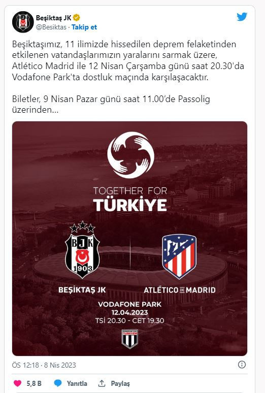 Beşiktaş ile Atletico Madrid depremzedeler için dostluk maçı yapacak - Resim: 0