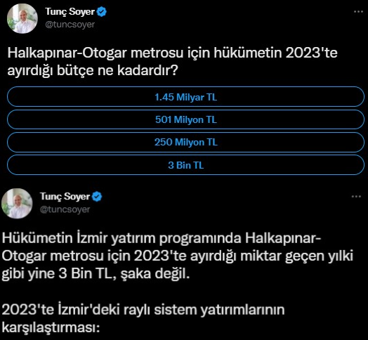 Tunç Soyer, hükümetin İzmir'de metro hattı için ayırdığı bütçeyi açıkladı: Şaka değil - Resim: 0