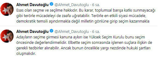 Gül ve Davutoğlu'ndan aynı saatte kayyum tweeti - Resim: 1