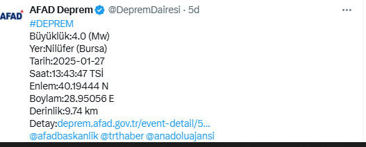 Bursa'da 4 büyüklüğünde deprem oldu! Birçok ilde hissedildi - Resim: 0