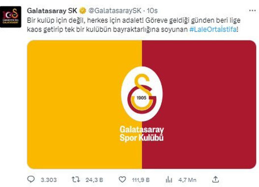 Derbi sonrası Galatasaray'dan 'Lale Orta' paylaşımı! - Resim: 0