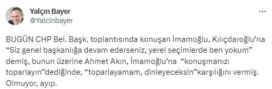 İmamoğlu'ndan "Genel Başkanlığa devam ederseniz yerel seçimde yokum" resti - Resim: 0