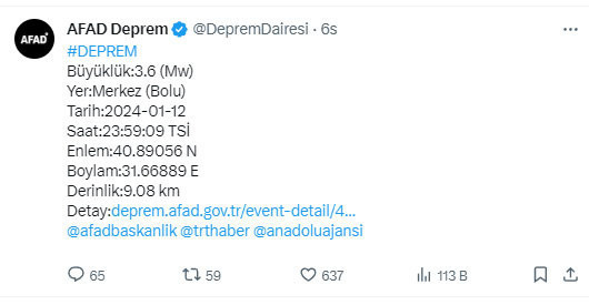 Bolu'da gece yarısı panik yaratan deprem! - Resim: 0