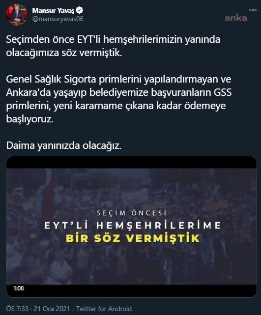 Mansur Yavaş açıkladı: EYT’lilerin GSS prim borçlarını Ankara Büyükşehir belediyesi ödeyecek! - Resim: 0