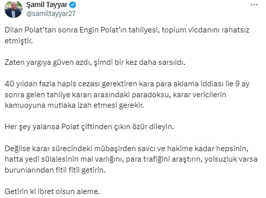 Engin Polat'ın tahliyesi! Şamil Tayyar'dan çağrı: Burunlarından fitil fitil getirin - Resim: 0