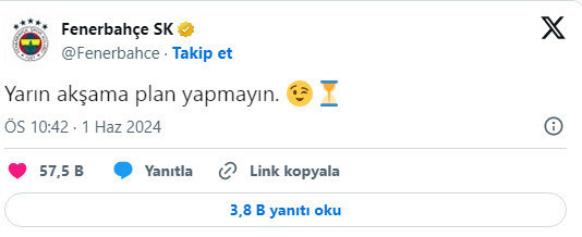 Fenerbahçe'den heyecanlandıran paylaşım: Yarın akşama plan yapmayın! - Resim: 0