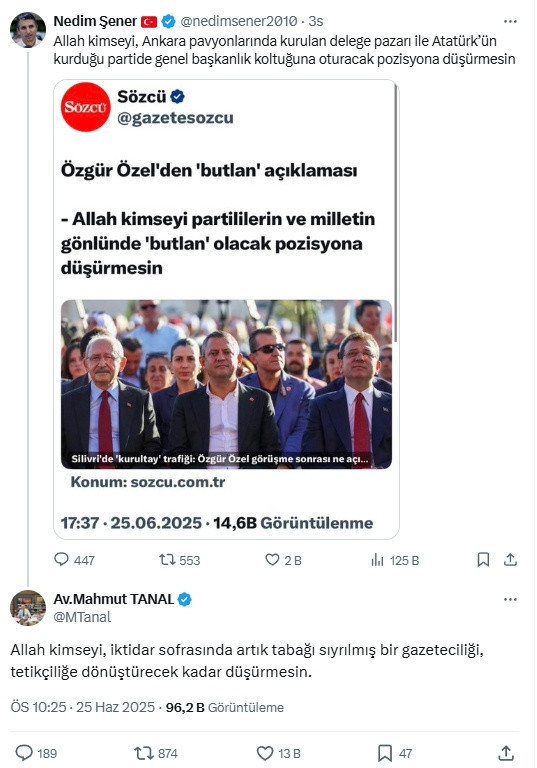 Nedim Şener ile Mahmut Tanal sosyal medyada sert atıştı: Allah kimseyi düşürmesin... - Resim: 0