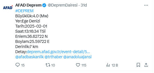 Ege Denizi'nde peş peşe depremler! AFAD'dan açıklama geldi - Resim: 1