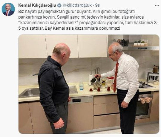 Kemal Kılıçdaroğlu, 'Karı gibi...' pankartına mutfaktan fotoğraf paylaşarak yanıt verdi - Resim: 1