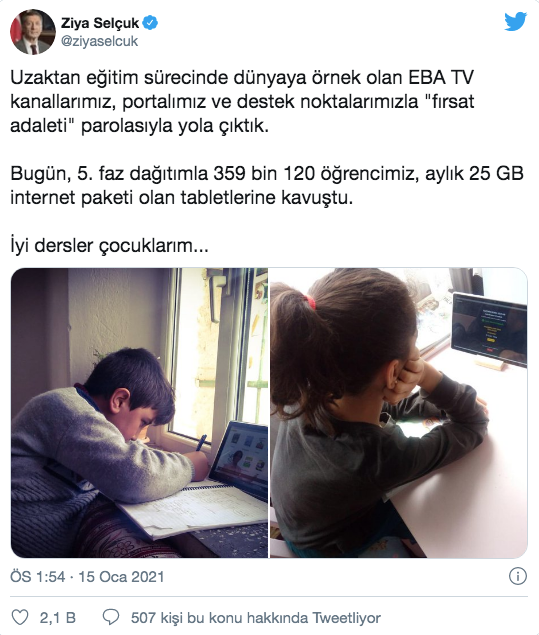 Ziya Selçuk: 359 bin 120 öğrencimiz, aylık 25 GB internet paketi olan tabletlerine kavuştu - Resim: 0