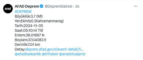 Kahramanmaraş'ta deprem paniği! AFAD duyurdu - Resim: 0