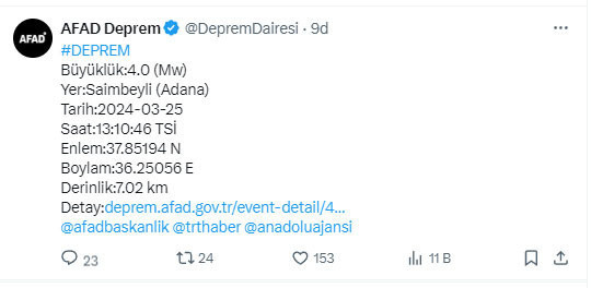 Adana'da panik yaratan deprem! AFAD duyurdu - Resim: 0