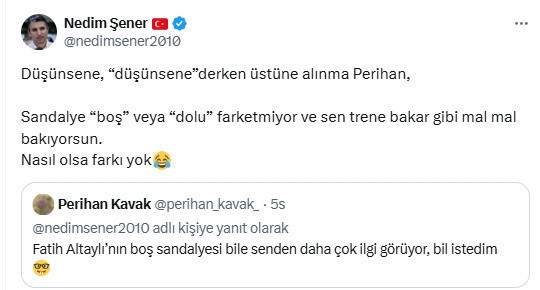 Nedim Şener’den “boş sandalye” yorumuna sert yanıt - Resim: 0